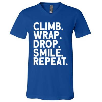 Aerialist Climb Warp Drop Smile Repeat Aerial Silks Gift V-Neck T-Shirt