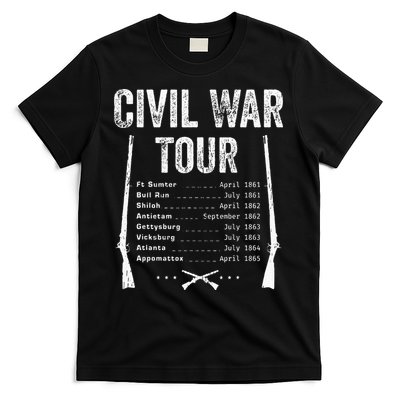 American Civil War Tour Battle Dates Reenactment Gettysburg T-Shirt