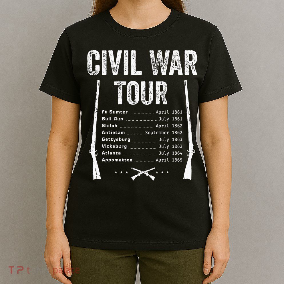 American Civil War Tour Battle Dates Reenactment Gettysburg T-Shirt