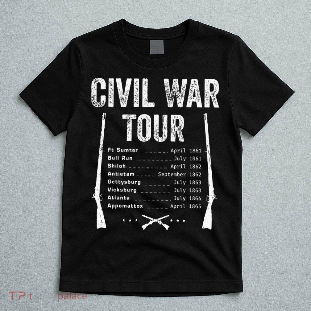 American Civil War Tour Battle Dates Reenactment Gettysburg T-Shirt