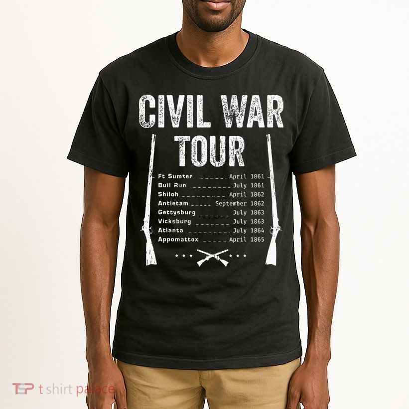 American Civil War Tour Battle Dates Reenactment Gettysburg Tall T-Shirt