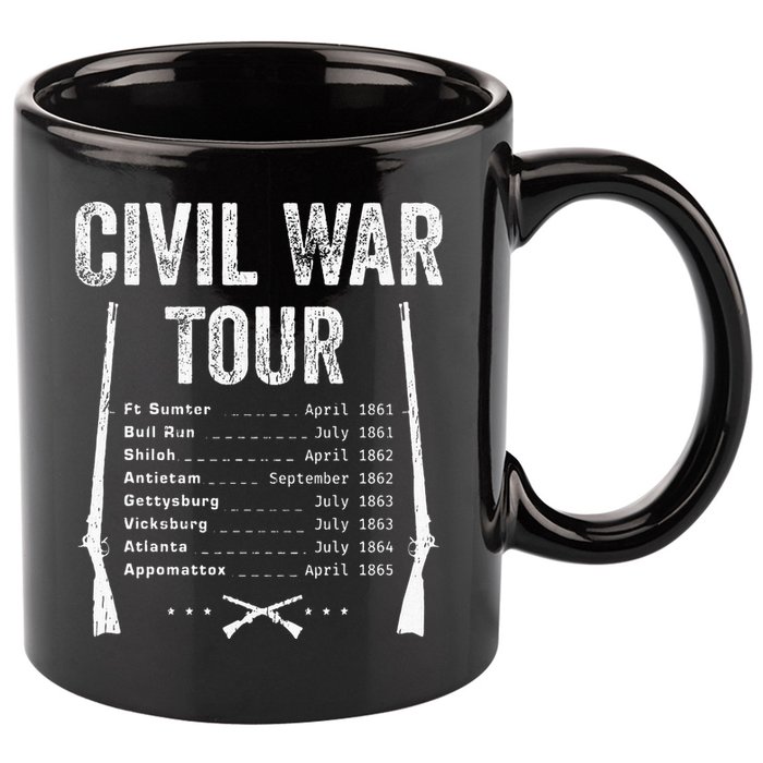 American Civil War Tour Battle Dates Reenactment Gettysburg 11oz C Handle Ceramic Mug