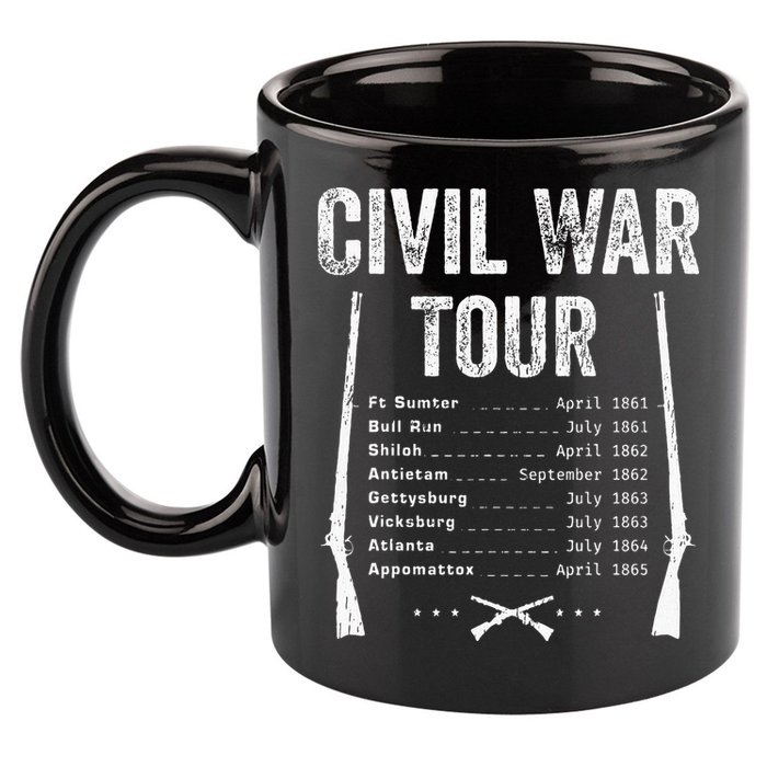 American Civil War Tour Battle Dates Reenactment Gettysburg 11oz C Handle Ceramic Mug