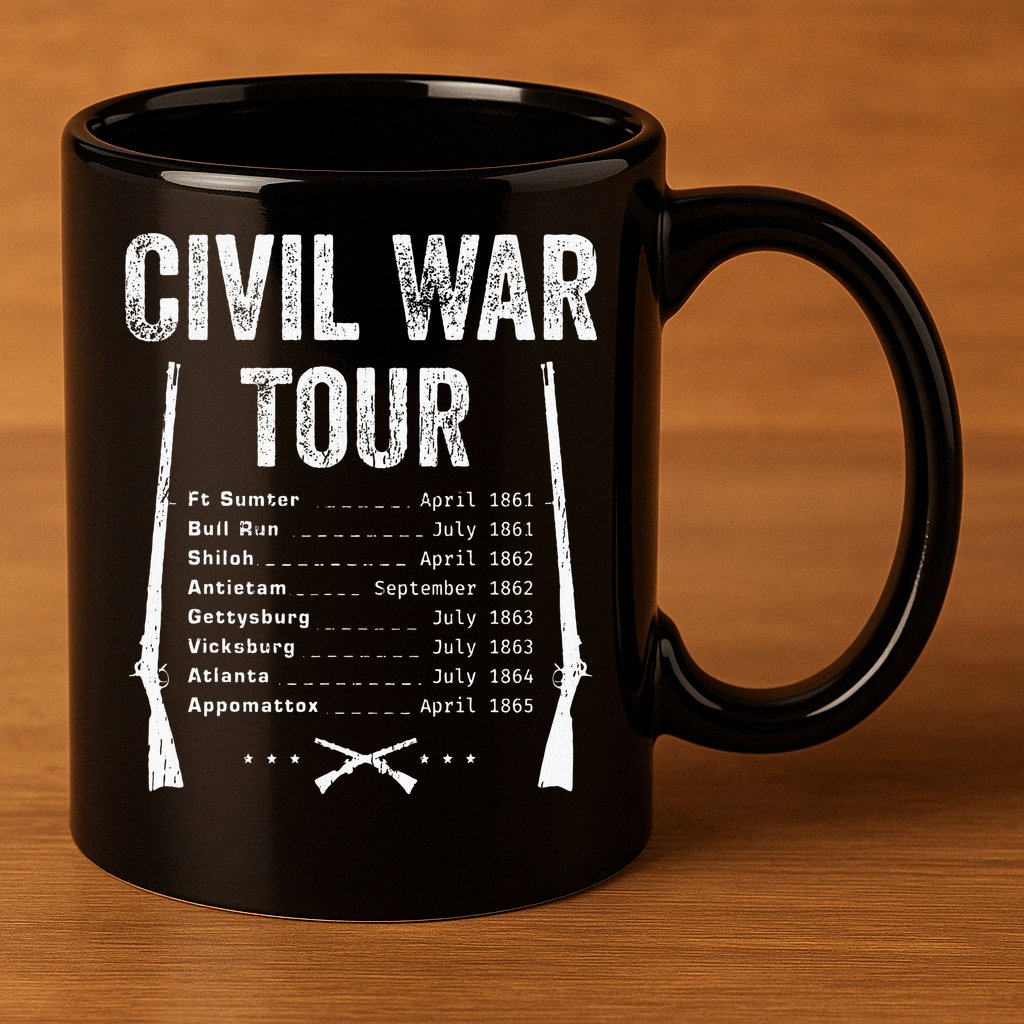 American Civil War Tour Battle Dates Reenactment Gettysburg 11oz C Handle Ceramic Mug
