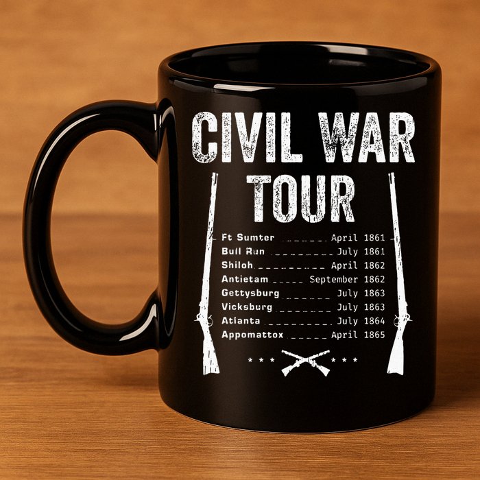 American Civil War Tour Battle Dates Reenactment Gettysburg 11oz C Handle Ceramic Mug