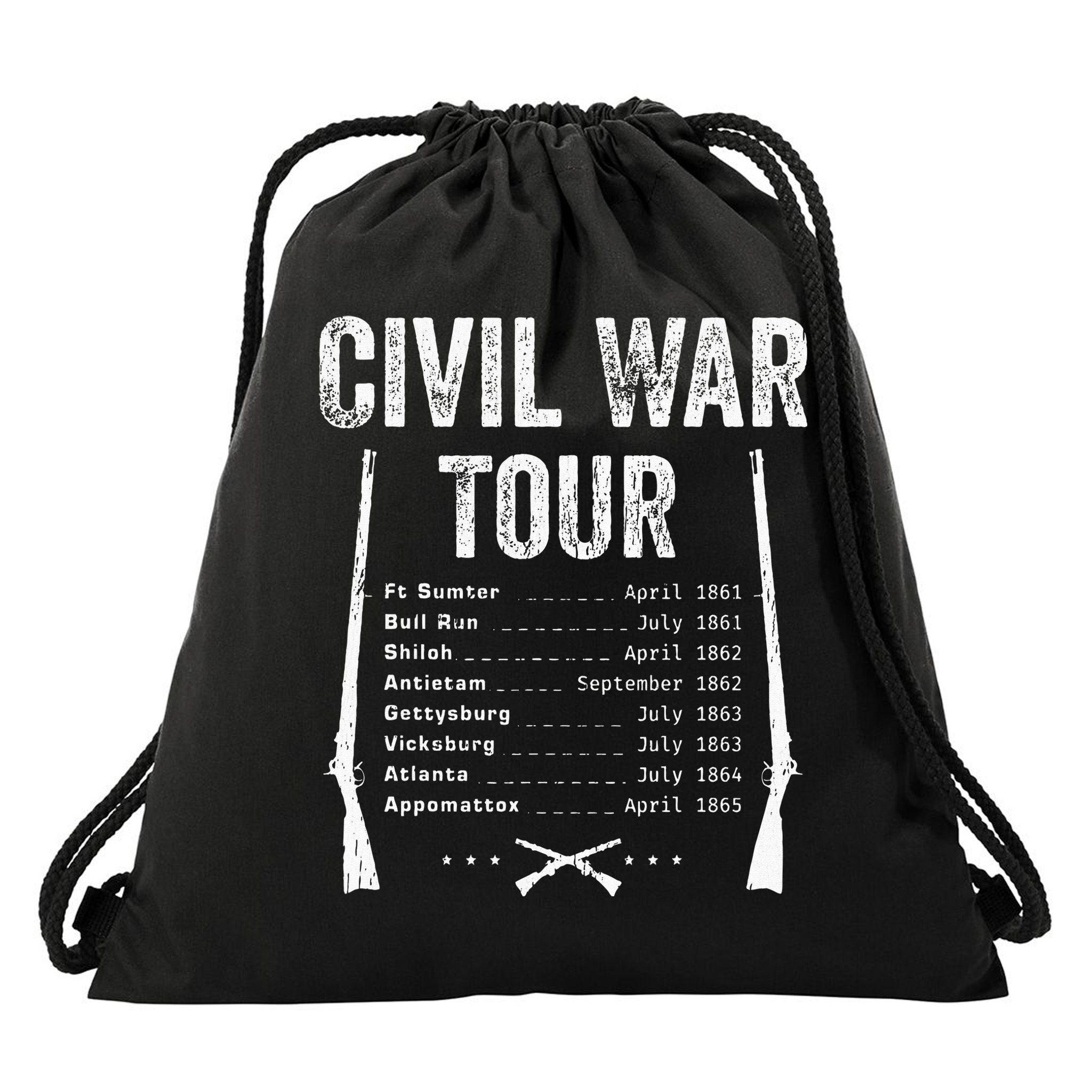 American Civil War Tour Battle Dates Reenactment Gettysburg Drawstring Bag
