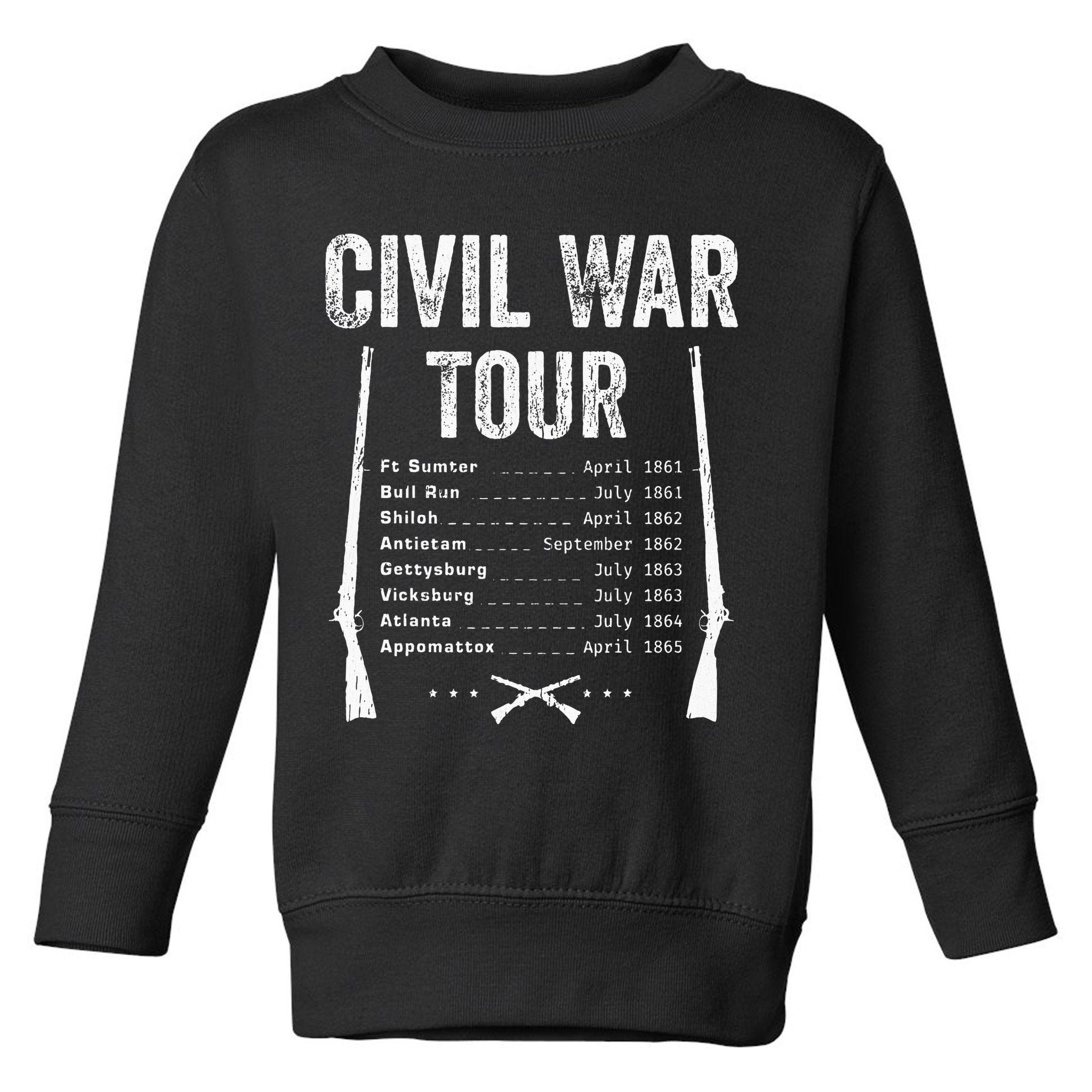 American Civil War Tour Battle Dates Reenactment Gettysburg Toddler Sweatshirt