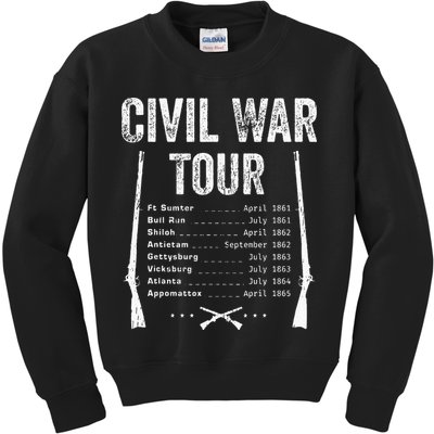 American Civil War Tour Battle Dates Reenactment Gettysburg Kids Sweatshirt