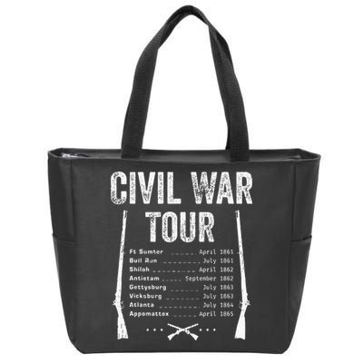 American Civil War Tour Battle Dates Reenactment Gettysburg Zip Tote Bag