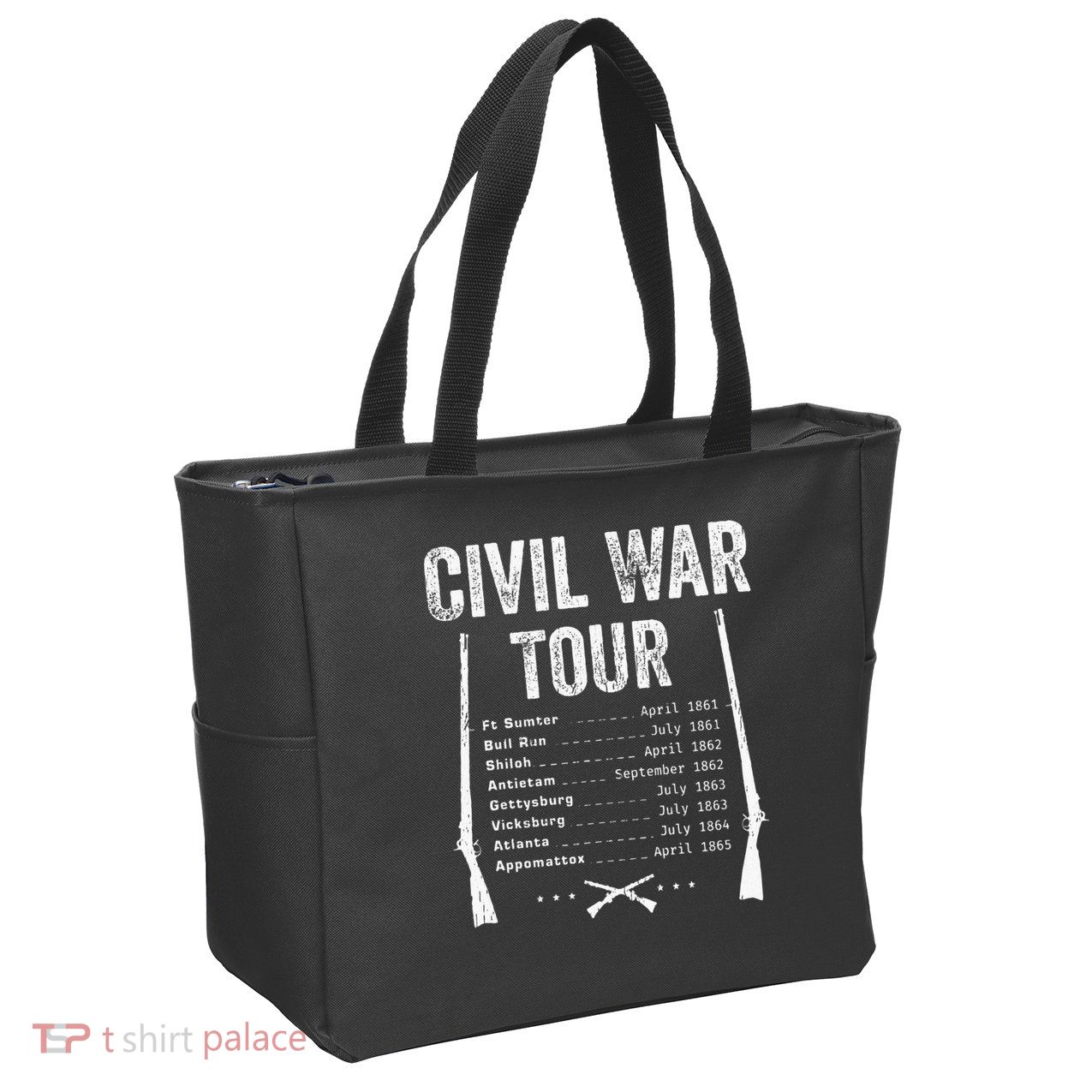 American Civil War Tour Battle Dates Reenactment Gettysburg Zip Tote Bag