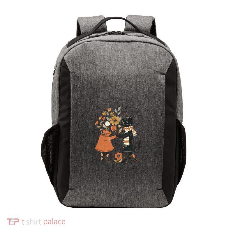 Autumn Cats With Flowers Whimsical Fall Design Gift Vector Backpack