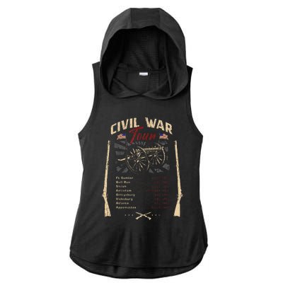 American Civil War Battle Dates Reenactment Gettysburg Ladies PosiCharge Tri-Blend Wicking Draft Hoodie Tank