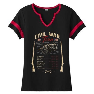 American Civil War Battle Dates Reenactment Gettysburg Ladies Halftime Notch Neck Tee