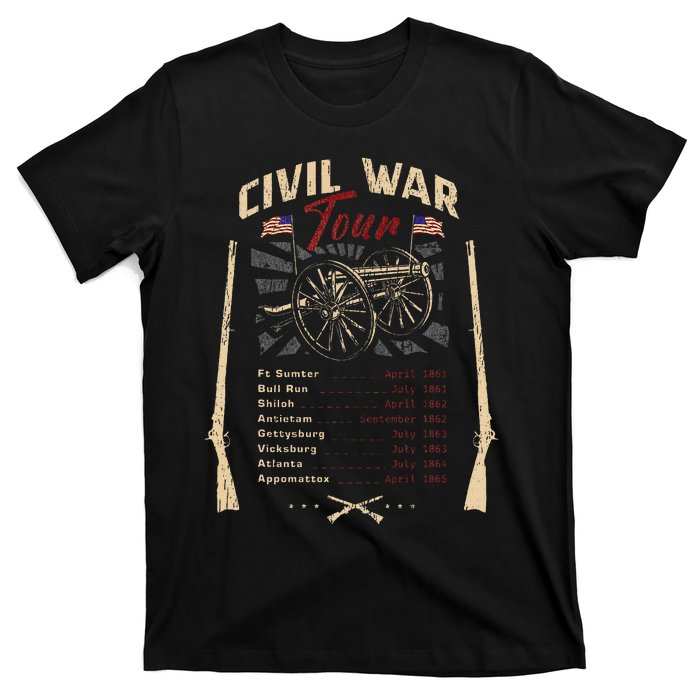 American Civil War Battle Dates Reenactment Gettysburg T-Shirt