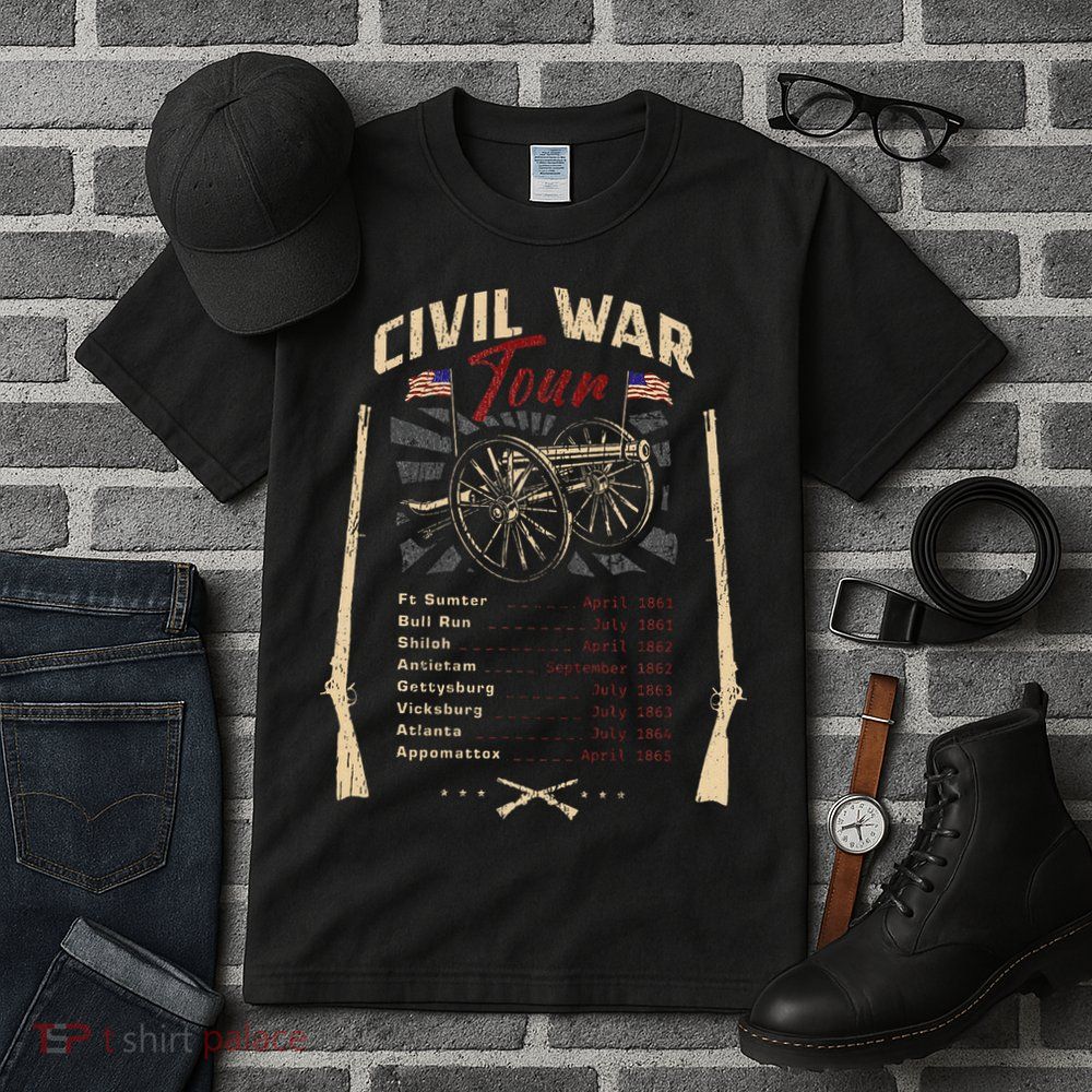 American Civil War Battle Dates Reenactment Gettysburg Tall T-Shirt