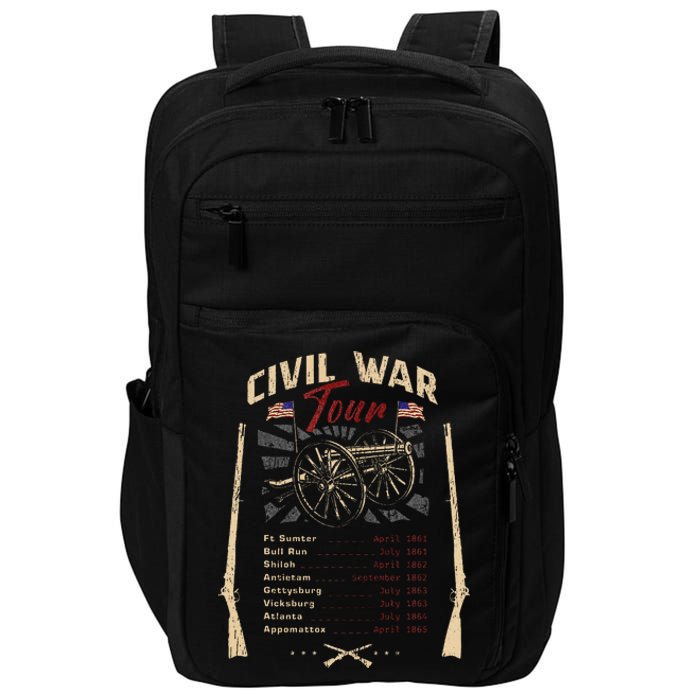 American Civil War Battle Dates Reenactment Gettysburg Impact Tech Backpack