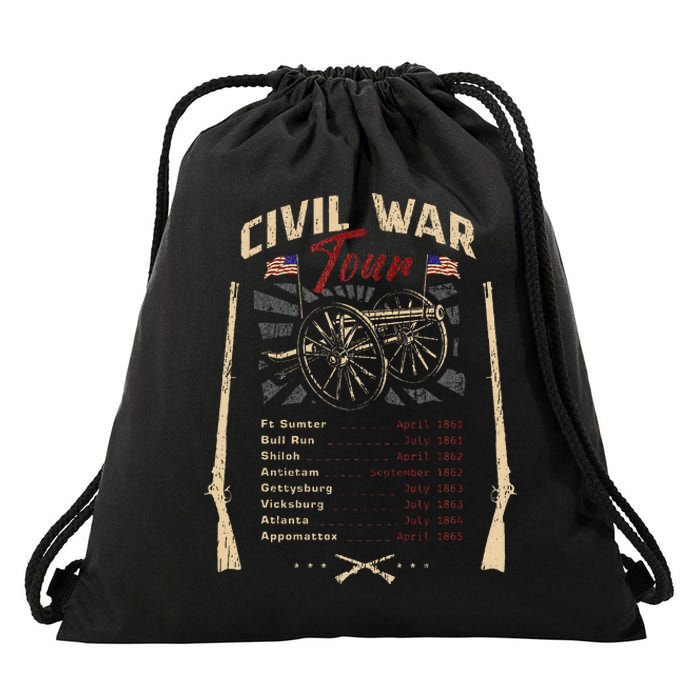 American Civil War Battle Dates Reenactment Gettysburg Drawstring Bag