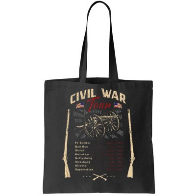 American Civil War Battle Dates Reenactment Gettysburg Tote Bag