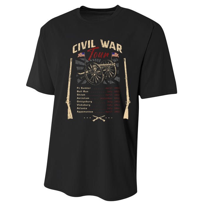 American Civil War Battle Dates Reenactment Gettysburg Performance Sprint T-Shirt