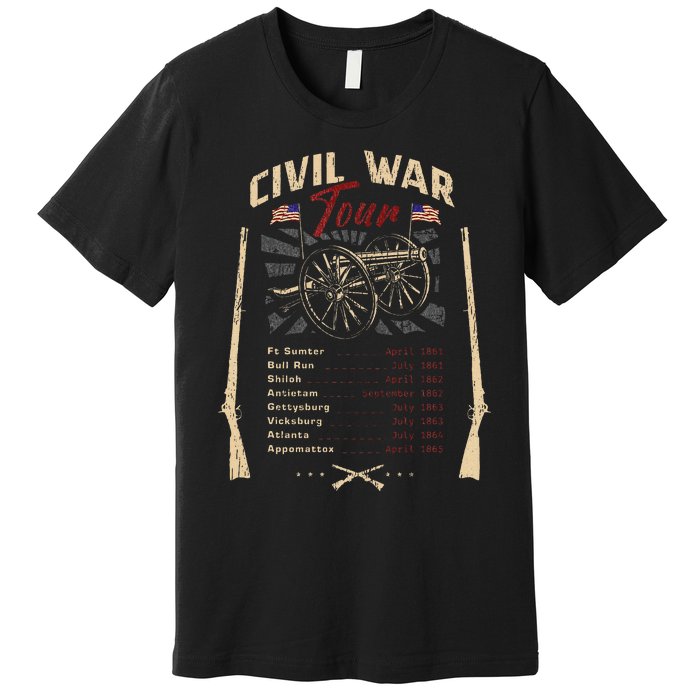 American Civil War Battle Dates Reenactment Gettysburg Premium T-Shirt