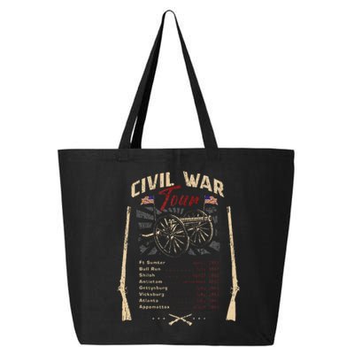 American Civil War Battle Dates Reenactment Gettysburg 25L Jumbo Tote