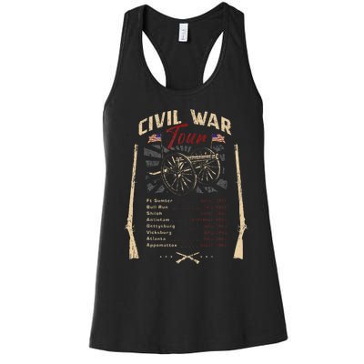 American Civil War Battle Dates Reenactment Gettysburg Women's Racerback Tank