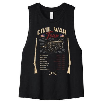 American Civil War Battle Dates Reenactment Gettysburg Women's Racerback Cropped Tank