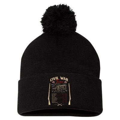 American Civil War Battle Dates Reenactment Gettysburg Pom Pom 12in Knit Beanie
