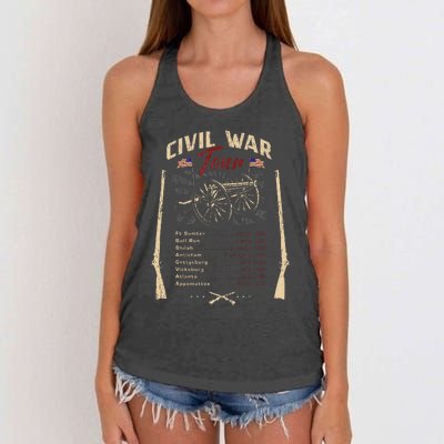 American Civil War Battle Dates Reenactment Gettysburg Women's Knotted Racerback Tank