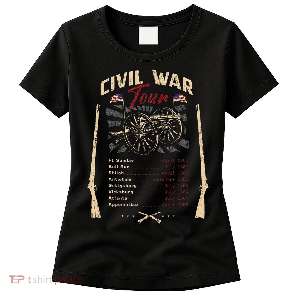 American Civil War Battle Dates Reenactment Gettysburg Womens T-Shirt