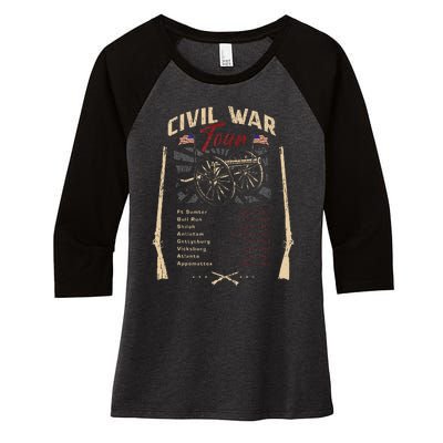 American Civil War Battle Dates Reenactment Gettysburg Women's Tri-Blend 3/4-Sleeve Raglan Shirt