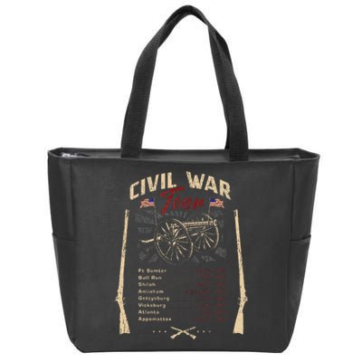 American Civil War Battle Dates Reenactment Gettysburg Zip Tote Bag