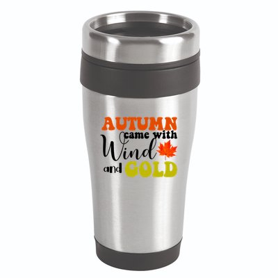 Autumn Came With Wind And Gold 16oz Travel Tumbler