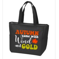 Autumn Came With Wind And Gold Zip Tote Bag