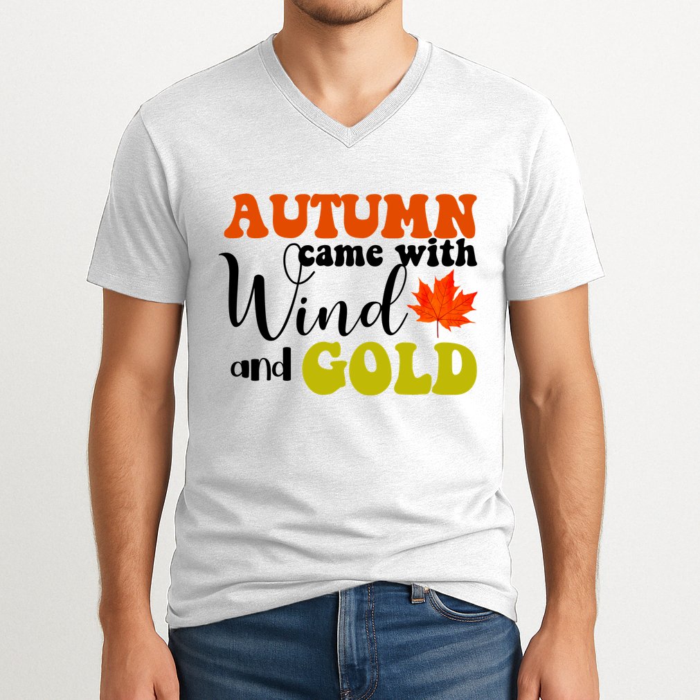 Autumn Came With Wind And Gold V-Neck T-Shirt