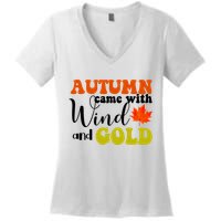 Autumn Came With Wind And Gold Women's V-Neck T-Shirt