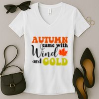 Autumn Came With Wind And Gold Women's V-Neck T-Shirt