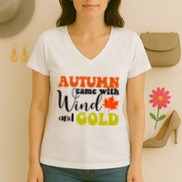 Autumn Came With Wind And Gold Women's V-Neck T-Shirt