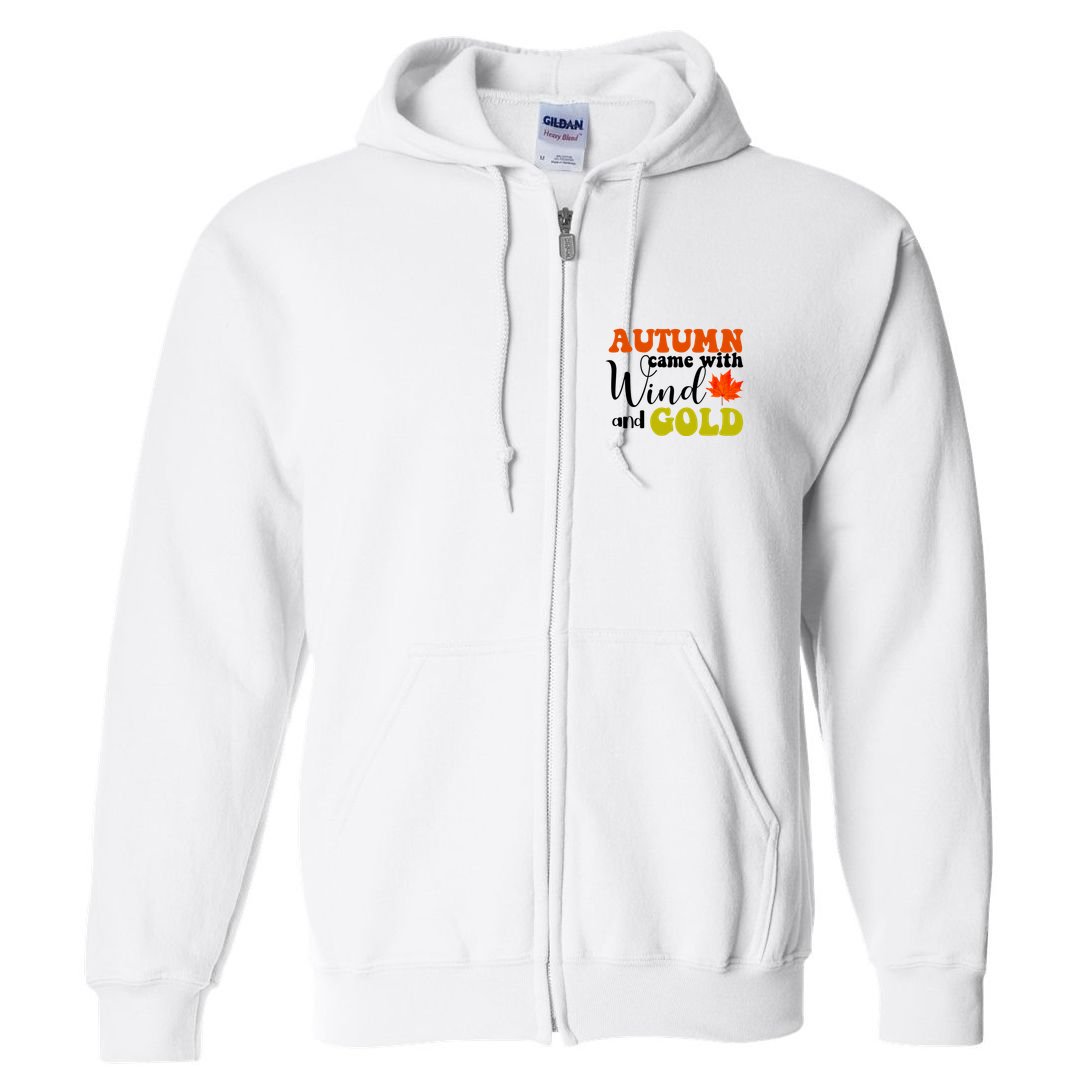 Autumn Came With Wind And Gold Full Zip Hoodie
