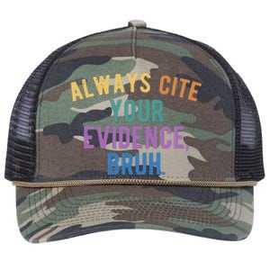 Always Cite Your Evidence Bruh Funny English Teacher Retro Rope Trucker Hat Cap