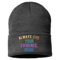 Always Cite Your Evidence Bruh Funny English Teacher Sustainable Knit Beanie