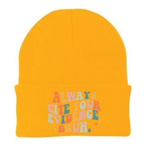 Always Cite Your Evidence Bruh Funny Retro English Teacher Knit Cap Winter Beanie