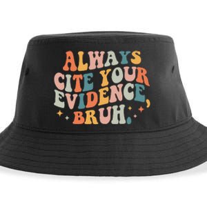 Always Cite Your Evidence Bruh Funny Retro English Teacher Sustainable Bucket Hat