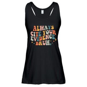 Always Cite Your Evidence Bruh Funny Retro English Teacher Ladies Essential Flowy Tank