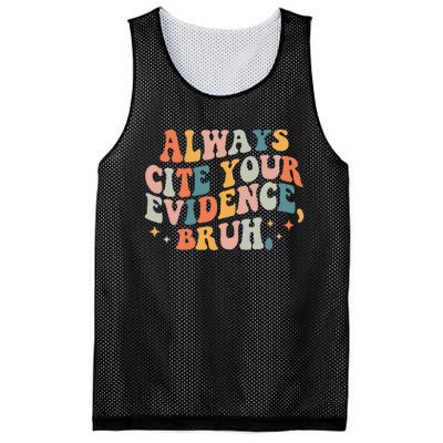 Always Cite Your Evidence Bruh Funny Retro English Teacher Mesh Reversible Basketball Jersey Tank