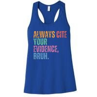 Always Cite Your Evidence Bruh Funny Retro Vintage Women's Racerback Tank