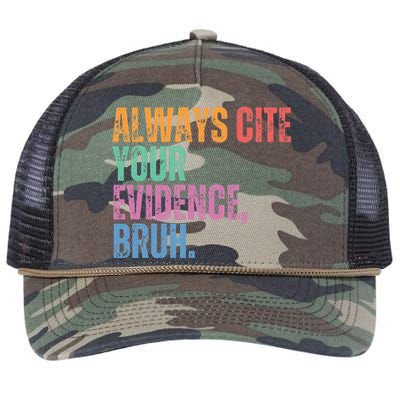 Always Cite Your Evidence Bruh Funny Retro Vintage Retro Rope Trucker Hat Cap