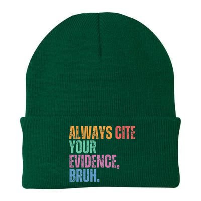 Always Cite Your Evidence Bruh Funny Retro Vintage Knit Cap Winter Beanie