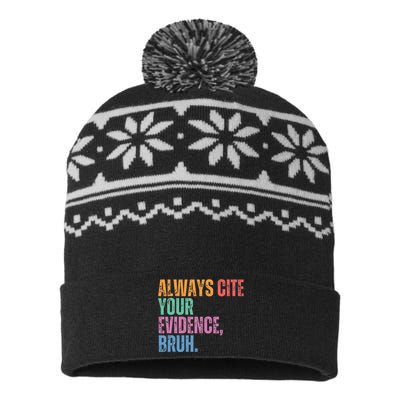 Always Cite Your Evidence Bruh Funny Retro Vintage USA-Made Snowflake Beanie