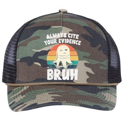 Always Cite Your Evidence Bruh Halloween English Teacher Retro Rope Trucker Hat Cap